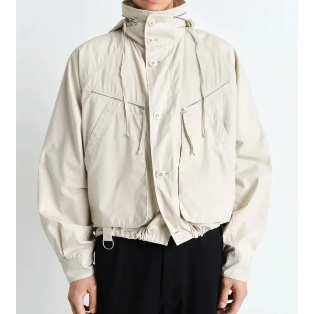 Lemaire Parachute Blouson Stone Beige Ventile Cotton Jacket Mens 48 US M NWT